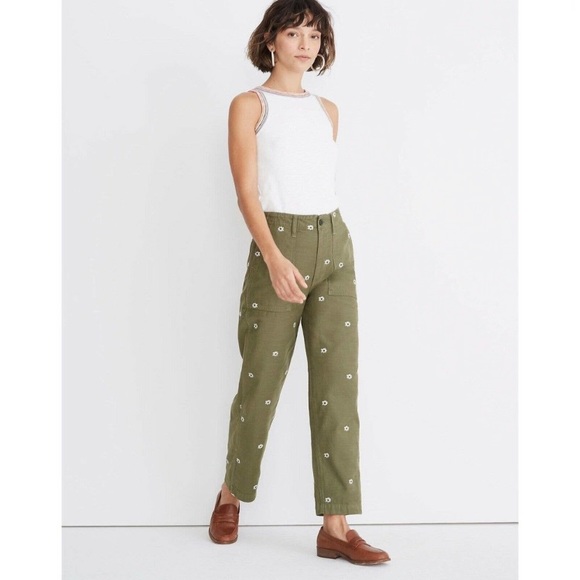 Madewell Pants - Madewell Griff Fatigue Pants Embroidered Daisy Floral Pants Size 27